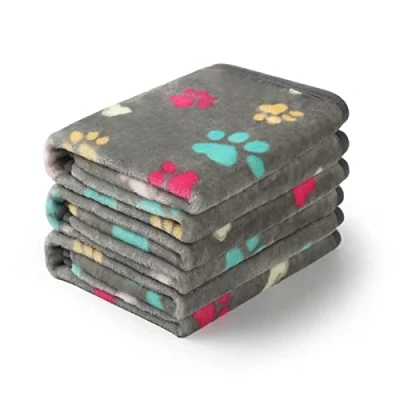 Afbeelding van luciphia 1 pak 3 dekens super zacht pluizig premium fleece huisdierdeken verdikt flanel nest voor hond puppy kat grijs hart bot poot klein (60 x 40 cm)