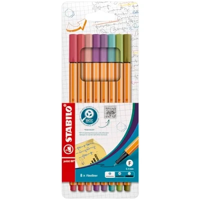 Afbeelding van Fineliner STABILO point 88/8 fijn assorti etui à 8 stuks