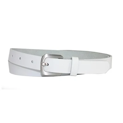 Afbeelding van Vascavi lederen riem echt riem, jeansriem, heupgordel, Made in Germany, 2 cm breed en ca. 0,25 dik, wit, 100 Gesamtlänge 110