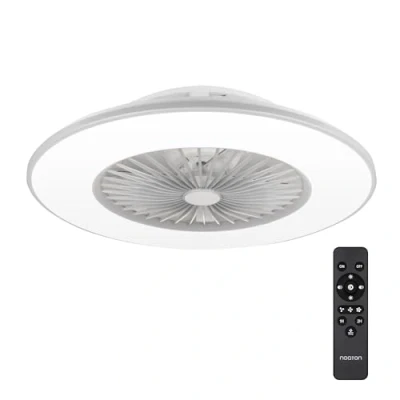 Afbeelding van Plafondventilator met lamp Noaton 11056GR Vega, dimbaar LED max 40 W, 3 kleurtemperaturen, afstandsbediening, timer, luchtstroom tot 45 m3/min, Ø 56 cm grijs, Bluetooth speaker, voor woonkamer