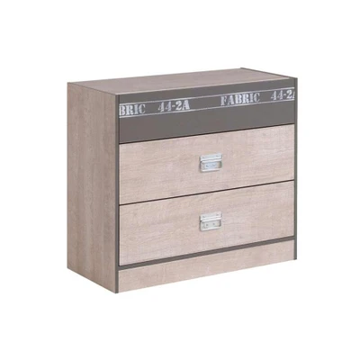 Afbeelding van Leen Bakker Ladekast Fabric Eikenkleur/ 76,3x87x39,8cm Ladekasten Grijs Spaanplaat Actona
