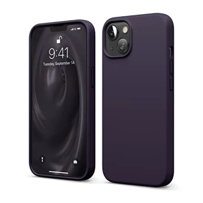 Afbeelding van elago Liquid Silicone Case Compatibel met iPhone 13 Hoesje (6.1&quot;), Complete Full Body Beschermhoes Schokbestendig, Anti Kras Zachte Microfiber Voering (Dieppaars)