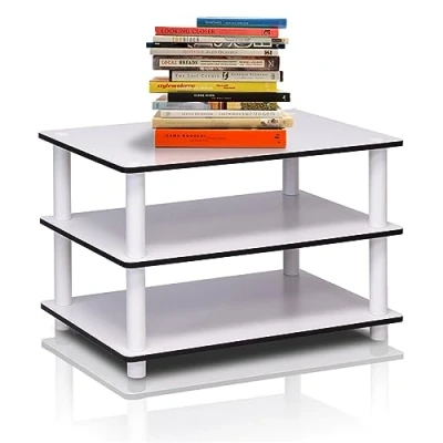 Afbeelding van Furinno IBD Just 3 Tier No Tools TV standaard, salontafel, wit, 59,9 (breedte) x 39,6 (hoogte) (diepte) cm