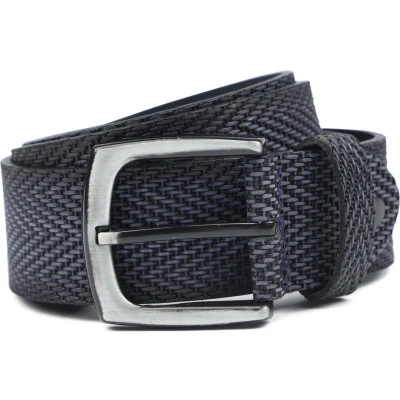 Afbeelding van Suitable Riem Structuur Leer Navy maat 95 Heren Herenkleding Herenriem