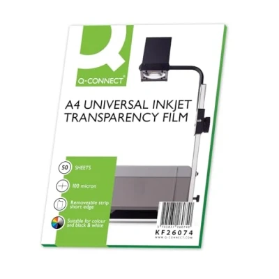 Afbeelding van Q Connect KF26074 OHP folie voor inkjetprinters, 50 stuks