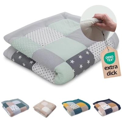 Afbeelding van Ullenboom Kruipdeken Patchwork mint grijs 120x120 cm