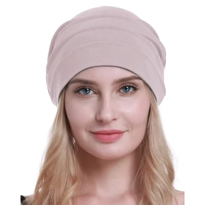 Afbeelding van Osvyo katoenen chemo mutsen, zachte petten, hoofdbedekking voor vrouwen bij haarverlies, verpakt in gesealde verpakking, Lichtroze, One size
