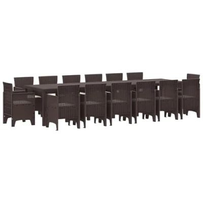 Afbeelding van vidaXL 15 delige Tuinset met Kussens Bruin Poly Rattan