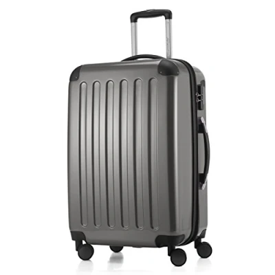 Afbeelding van HAUPTSTADTKOFFER ALEX koffer met harde schaal, trolley, rolkoffer, reiskoffer, 4 dubbele wielen, uitbreiding, titanium, 65 cm,