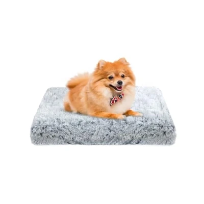 Afbeelding van MDDK DY Hondenbed, kattenbed, kleine hondenkussen, wasbaar, pluizige hondenmat, lange pluche, zachte bekleding, multifunctionele ombré grijs, 50 x 40 5 cm