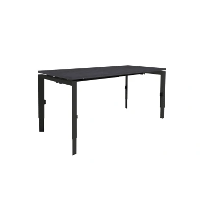 Afbeelding van Linesto N3 bureau, hoogte instelbaar (65 85cm) met 160x80cm Schaduwzwart licht zwevend 25mm blad en zwart (RAL9005) vierpoot N frame (poot driehoekig 50x50x75 mm.), (met geïntegreerde kabelgoot)