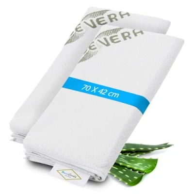 Afbeelding van MaxxGoods Aloë vera dubbelpak kussensloop 70 x 42 cm voor neksteunkussen hypoallergeen, huidvriendelijk, ademend en onderhoudsvriendelijk orthopedisch hoofdkussen