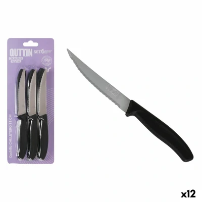 Afbeelding van Messen Set Quttin 11 cm Zwart Zilverkleurig 6 Onderdelen (12 Stuks)