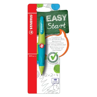 Afbeelding van Vulpotlood STABILO Easyergo 1.4mm HB rechtshandig limoen/aquamarine blister à 1 stuk