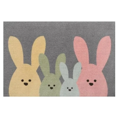 Afbeelding van Deurmat Bunny Wasbaar 30C Grijs/meerkleurig 40x60 Cm
