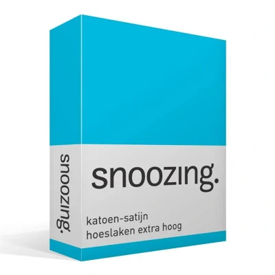 Afbeelding van Snoozing Katoen satijn Hoeslaken Extra Hoog Tweepersoons 140x200 cm Turquoise