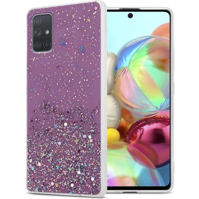 Afbeelding van Cadorabo Hoesje geschikt voor Samsung Galaxy A71 5G in Paars met Glitter Beschermhoes van flexibel TPU silicone fonkelende glitters Case Cover Etui