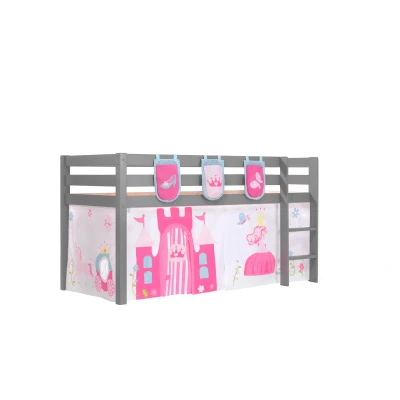Afbeelding van Deze PINO combinatie bestaat uit een grijze hoogslaper , speelgordijn princess en 3 zakjes