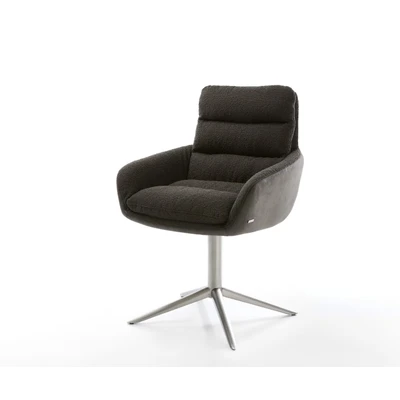 Afbeelding van DELIFE Draaistoel Abelia Flex met armleuning materiaalmix zwart kruispoot roestvrij staal 360 draaibaar rocker functie