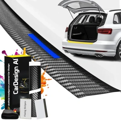 Afbeelding van CarDesign AI Bumperbescherming geschikt voor Skoda Kamiq 2019 2027 (5 deurs SUV): complete set met op maat gemaakte lakbeschermingsfolie, krasbescherming kofferbak/bumper auto (carbon blue)