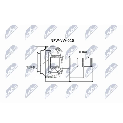 Afbeelding van Homokineet reparatie set, aandrijfas NTY NPW VW 010