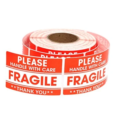 Afbeelding van 500 breekbare stickers, 2 &quot;x 3&quot; rood waarschuwingsetiket breekbaar verzendlabel voor verpakking sterke zelfklevende sticker handvat met zorg