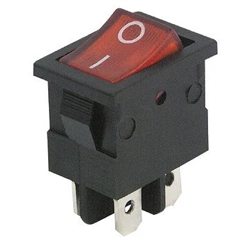 Afbeelding van MC POWER Mini tuimelschakelaar 4 polig, rode wip, 250 V / 6,5 A, 2 standen: aan/uit
