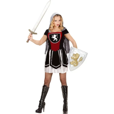 Afbeelding van Widmann Middeleeuwse &amp; Renaissance Strijders Kostuum Strijdbare Vrouwelijke Ridder Rood, Zwart Large Carnavalskleding Verkleedkleding