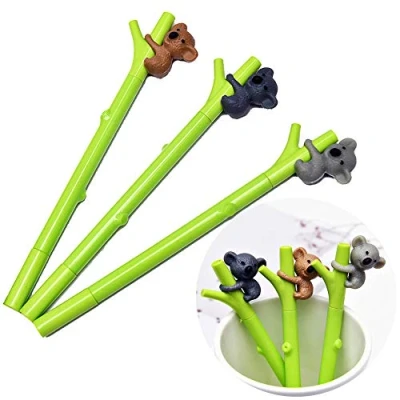 Afbeelding van JKJF Koala Beer Gelpen, rollerbal, balpen, 0,5 mm, fijne punt, zwarte inkt voor student, kinderen, briefpapier, kantoor, schoolbenodigdheden, 3 stijlen, 6 stuks
