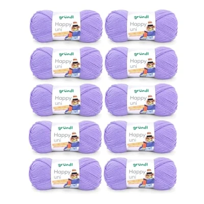 Afbeelding van Gründl Happy Uni Brei en haakgaren met een wolachtig karakter van 100% polyacryl, anti pilling, 100 g/250 m, naalddikte: 4 5, 10 x g, lila