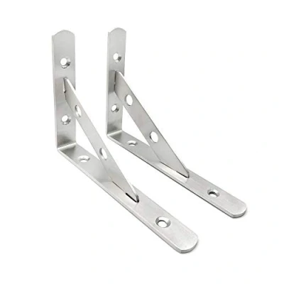 Afbeelding van Mila Amaz 2 stuks plankbeugels, zware drijvende planken beugels, wandmontage metalen 90 graden L vorm plankbeugel met schroef, zilver (105 x 150 mm)