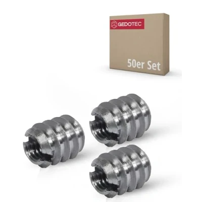 Afbeelding van Gedotec Inschroefmoer M5 met binnendraad, 50 stuks schroefdraad schroefgleuf, x 10 mm, hulsmoer van verzinkt massief staal, lengte: schroefdraadhuls voor hout, inschroefmof