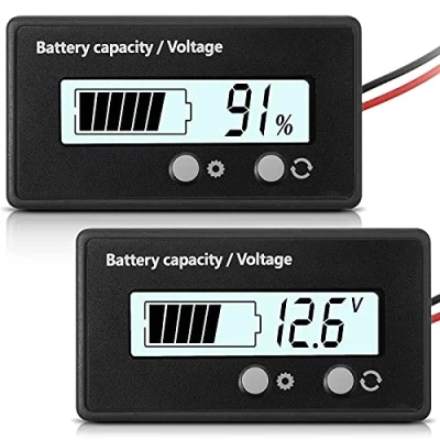 Afbeelding van DC 12V 24V 36V 48V 60V 72V 84V batterij meetinstrument met alarm, frontinstelling schakelaar sleutel, capaciteit spanning voltmeter monitor loodzuur lithium lonen weergave (wit)