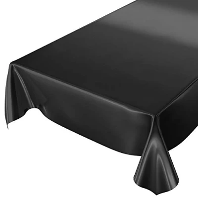 Afbeelding van Anro Afwasbaar tafelzeil effen glanzend met gesneden rand, zwart, 100 x 140 cm