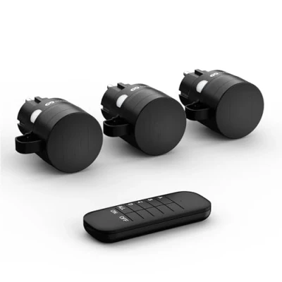 Afbeelding van conecto Draadloze stopcontacten met afstandsbediening voor buiten, 2300 watt, 230 V, 3 x stopcontact afstandsbediening, buitenset, IP44, energiebesparend, 30 m bereik, zwart