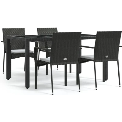 Afbeelding van vidaXL 5 delige Tuinset met kussens poly rattan zwart