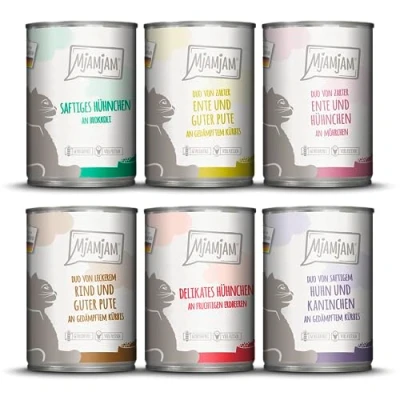 Afbeelding van MjAMjAM Premium natvoer voor katten Gemengd pakket 6 uw kat, pak van (6 x 400 g), graanvrij met extra vlees