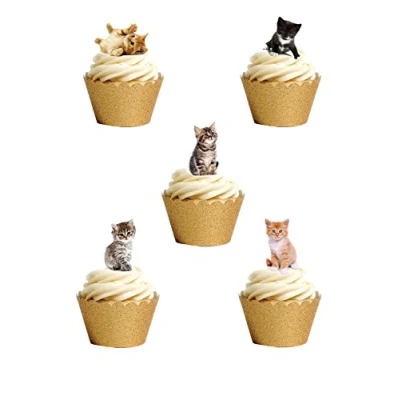 Afbeelding van Top That 36 Stand Up Premium EDIBLE Wafer Papier Leuke Kittens Katten Cake Toppers Decoraties