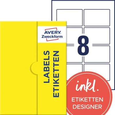 Afbeelding van AVERY Zweckform P3461 100 Universele etiketten (800 zelfklevende etiketten, 85 x 55 mm op A4, papier, bedrukbare productetiketten, jametiketten, individuele stickers) vellen, wit