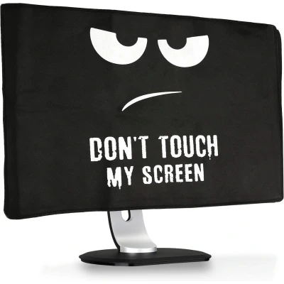Afbeelding van kwmobile beschermhoes Monitor geschikt voor 24 26&quot; Computerscherm cover Computer accessoires PC scherm hoes in wit / zwart Don&#039;t Touch My Screen design