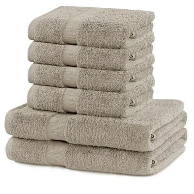 Afbeelding van DecoKing set katoen kwaliteit 525g/m² 4 handdoeken 50x100 cm en 2 badhanddoeken 70x140 beige absorberend Marina, 4x + 2x