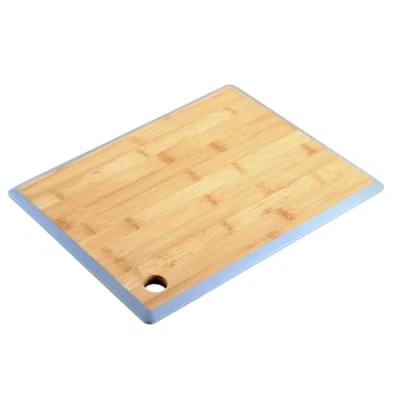 Afbeelding van Kesper Keuken voedsel bereiden snijplank 35 x 26 cm bamboe hout blauwe rand luxe versie