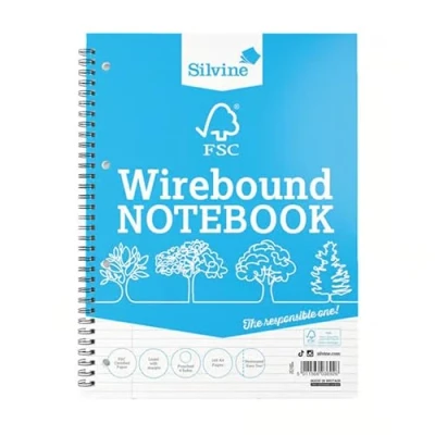 Afbeelding van Silvine A5 Everyday FSC Twin Wire Notebook Gelinieerd 8mm Feint, 160 pagina&#039;s gecertificeerd papier. Ref FSCTWA5