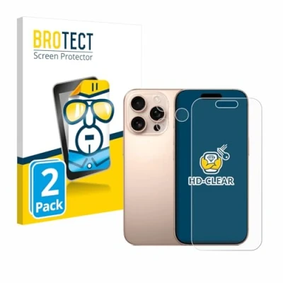 Afbeelding van BROTECT (2 Stuks) Schermbeschermer voor Apple iPhone 16 Pro (Voor+Camera) Screen Protector Transparant