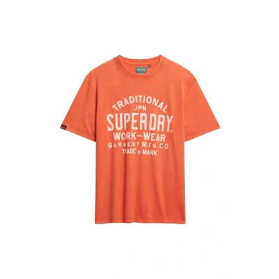 Afbeelding van Superdry Machined Goods Workwear Tshirt print, Heren, Maat: Medium, Denim co rust orange