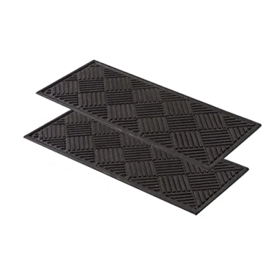Afbeelding van Rubbermat buitendeur 25x60 cm set van 2 Dynamic buitendeurmat Rubber deurmat buiten antislip en robuust hoogte: 9mm
