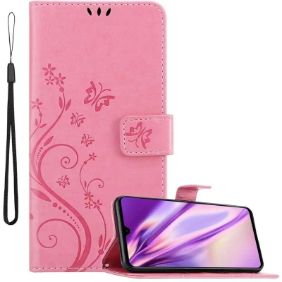 Afbeelding van Cadorabo Hoesje geschikt voor Huawei MATE 20 in Bloemen ROZE Beschermhoes Case Cover magnetische sluiting