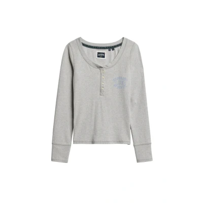 Afbeelding van Superdry Vrouwen Athletic Buttondown top met Lange Mouwen Lichtgrijs Grootte: 42 44