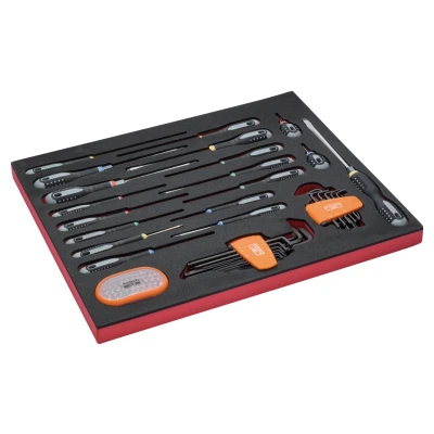 Afbeelding van Bahco Foaminlay Fit&amp;Go 3/3 met schroevendraaiers inbussleutels en bits 66 delig FF1A1005