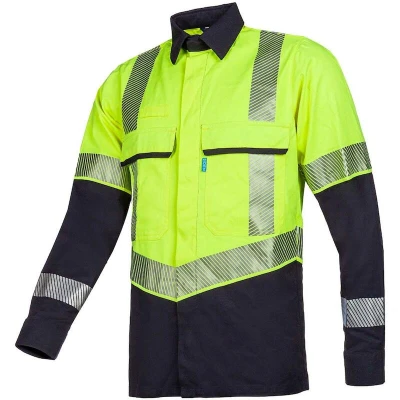 Afbeelding van T shirt Colne Geel/marine Vlamvertragend, Maat S